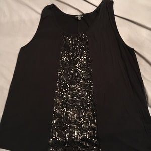Sequined Black knit tank